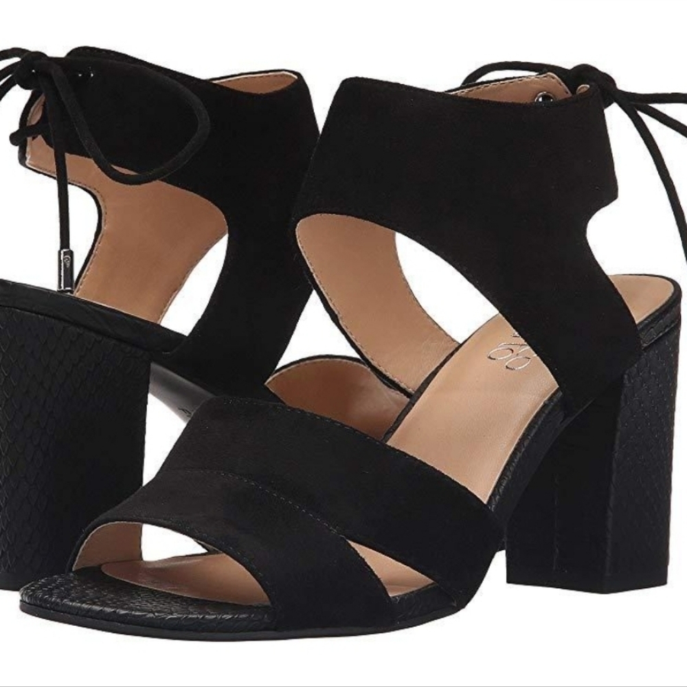 Franco Sarto Black Textured Sandals